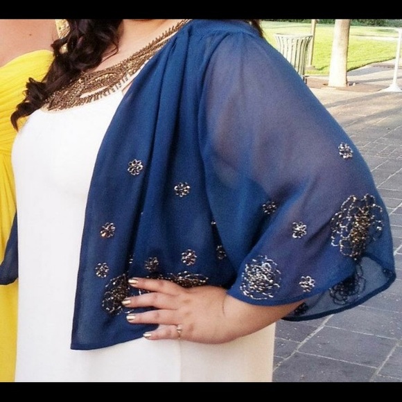 Forever21 Chiffon beaded jeweled shawl/cardigan - Picture 5 of 6